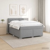 Cumpara ieftin Pat box spring cu saltea si LED Gri deschis 180 x 200 cm