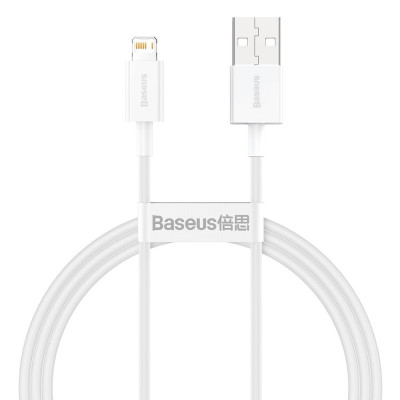 Cablu Baseus Superior USB - Lightning 2,4A 1 M Alb (CALYS-A02) foto