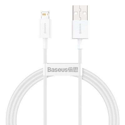 Cablu Baseus Superior USB - Lightning 2,4A 1 M Alb (CALYS-A02) foto