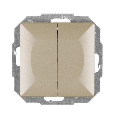 Intrerupator dublu iluminat Abex Perla WP-2P/S SA, incastrat, satin foto