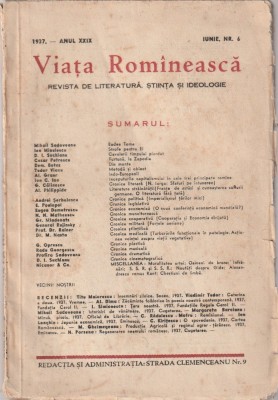 REVISTA VIATA ROMANEASCA NUMARUL 6 ANUL 1937 foto