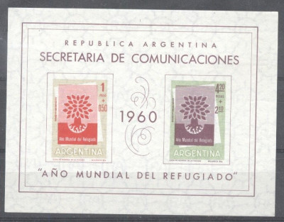 Argentina 1960 World Refugee Year, imperf. sheet, MNH, fold AS.101 foto