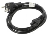 Cablu CEE 7/7 E/F 1,8m PVC negru cu mufă IEC C5 mamă