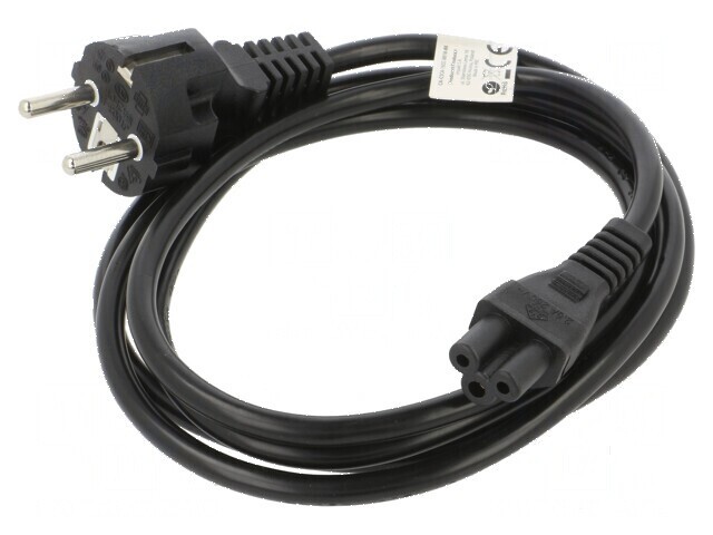 Cablu CEE 7/7 E/F 1,8m PVC negru cu mufă IEC C5 mamă