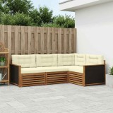 vidaXL Set de canapele de exterior 4 pcs Natural și Crem 3383283