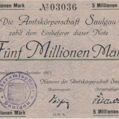 1923 (14 IX), 5.000.000 mark - Germania (Bad Saulgau) - stare UNC!