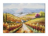 Cumpara ieftin Tablou cu vita de vie pictat manual, Peisaj cu podgorie, colt de rai, 70x50cm ulei pe panza in cutit efect 3D