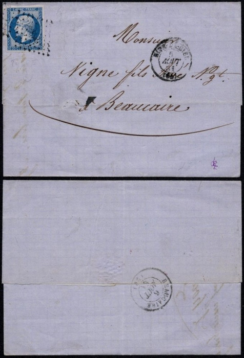 France 1861 Postal History Rare Cover + Content Rive de Gier Beaucaire DB.367