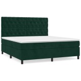 Cumpara ieftin Pat box spring cu saltea, verde inchis, 160x200 cm, catifea