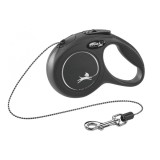 Lesă retractabilă Flexi Classic neagră XS cu șnur de 3 m pentru c&acirc;ini p&acirc;nă la 8 kg