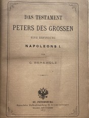 carte veche Das Testament Peters des Grossen Napoleon G. Berkholz 1877