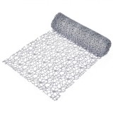 Tesatură Decorativă Crăciun, Plasă Glitter, Culoare Argintie, Dimensiuni 5m x 24cm, Oem
