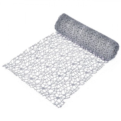 Tesatură Decorativă Crăciun, Plasă Glitter, Culoare Argintie, Dimensiuni 5m x 24cm foto
