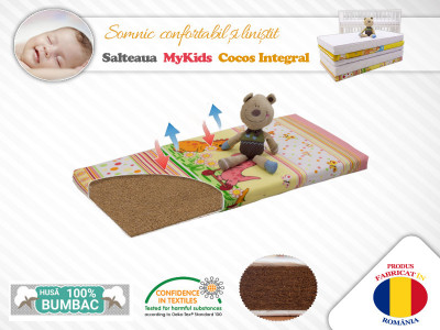 Saltea MyKids Fibra De Cocos Integral 120x60x08 Husa Bumbac Imprimat GreatGoods Plaything foto