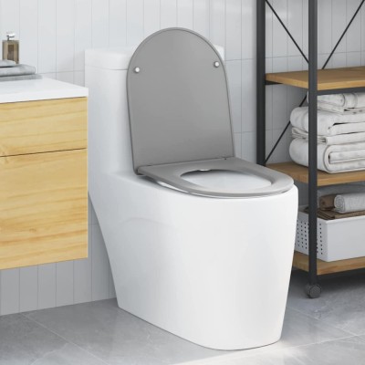 Capac WC cu eliberare rapidă, &amp;icirc;nchidere lentă, gri, duroplast foto