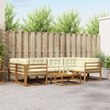 vidaXL Set de canapele de exterior cu pernă 7 pcs Natural și Crem 3367248