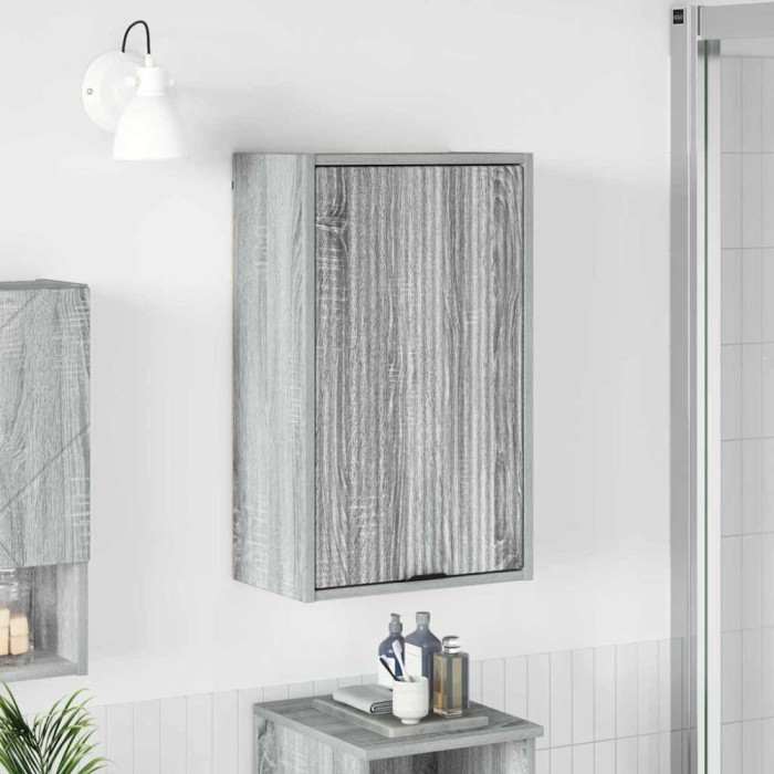 vidaXL Dulap de Baie cu ușă sonoma gri 39 x 23.5 x 65 cm Lemn compozit