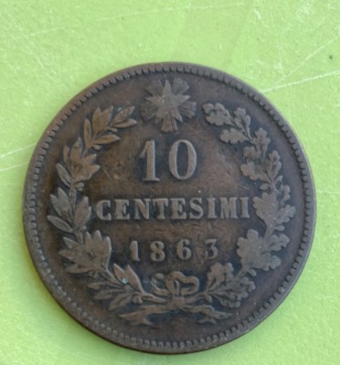 Moneda 10 Centesimi 1863 foto