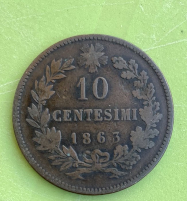 Moneda 10 Centesimi 1863