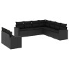 Set mobilier de gradina cu perne, 9 piese, negru, poliratan