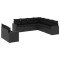 Set mobilier de gradina cu perne, 9 piese, negru, poliratan