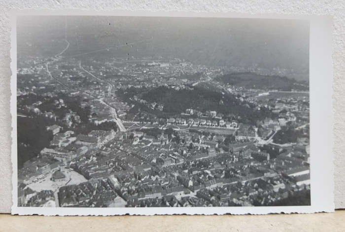 BRASOVUL VAZUT DE PE TAMPA , FOTOGRAFIE TIP CARTE POSTALA , STUDIO KLEIN , BRAILA , MONOCROMA, NECIRCULATA , DATATA 1933