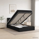 Cumpara ieftin Pat Ottoman cu Saltea si LED Negru 120 x 190 cm Tesatura