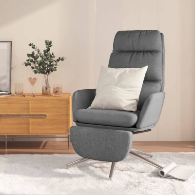 vidaXL Scaun de relaxare cu taburet, gri deschis, material textil foto