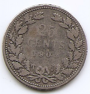 Olanda 25 Cents 1904 - Wilhelmina, Argint 3.575 g.640, 19 mm KM-120.2 foto