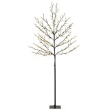 HOMCOM Copac de Crăciun tip cireș, 180 cm, cu LED-uri, 20 ramuri, timer zilnic, pentru interior și exterior acoperit, negru | Aosom Romania