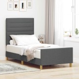 VidaXL Cadru de pat cu headboard Gri &icirc;nchis 100 x 200 cm țesătură
