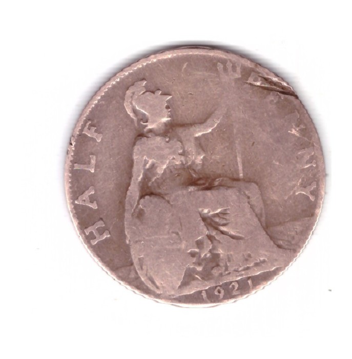 Moneda Anglia 1/2 / half penny 1921, uzata, curata