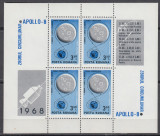 1968 LP 692 a COSMOS I APOLLO 8 BLOC DE 4 MARCI + 4 VINIETE DIFERITE MNH, Nestampilat