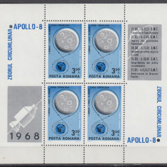 1968 LP 692 a COSMOS I APOLLO 8 BLOC DE 4 MARCI + 4 VINIETE DIFERITE MNH