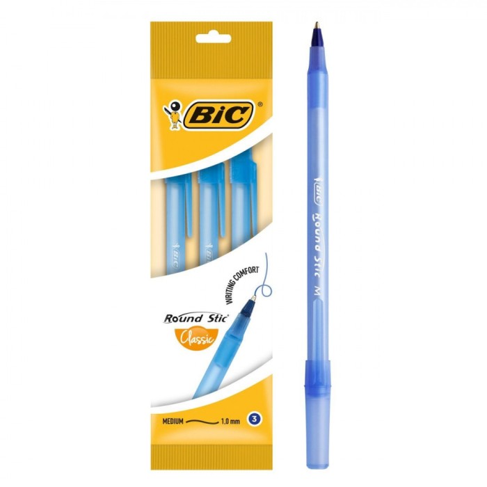 Set Pixuri BIC Round Stic M, 3 Bucăți, Culoare Albastru