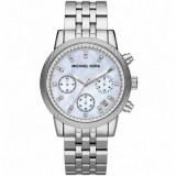 Michael Kors Ritz MK5020 Ceas Damă Cronograf Quartz Cadran Sidef Brățară Argintie 37mm