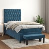 VidaXL Pat box spring cu saltea, albastru &icirc;nchis, 100x200 cm, catifea 3138011