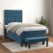 vidaXL Pat box spring cu saltea, albastru &icirc;nchis, 100x200 cm, catifea 3138011