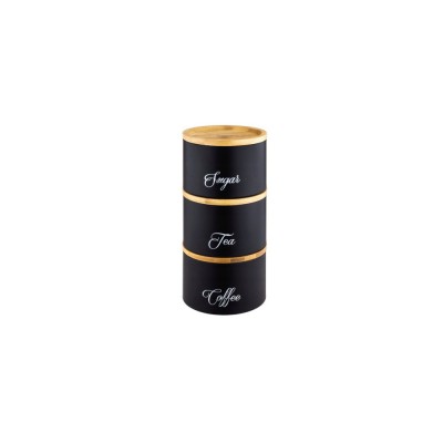 Recipiente pentru cafea, ceai, zahar, din otel-bambus, negru, Klausberg foto