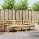 vidaXL Set de canapele de exterior cu pernă 3 pcs Alb și Bej Poliester 3385977