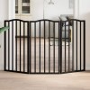VidaXL Poartă pentru c&acirc;ini pliabilă 3 panouri negru, 150 cm, lemn plop 352222
