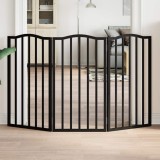 vidaXL Poartă pentru c&acirc;ini pliabilă 3 panouri negru, 150 cm, lemn plop