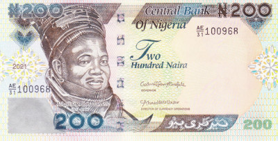 Bancnota Nigeria 200 Naira 2021 - PNew UNC foto