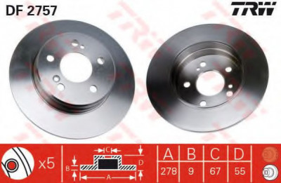 Disc frana MERCEDES C-CLASS (W203) (2000 - 2007) TRW DF2757 foto