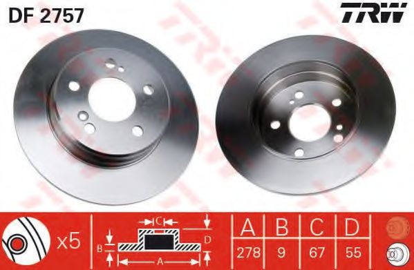 Disc frana MERCEDES C-CLASS (W203) (2000 - 2007) TRW DF2757