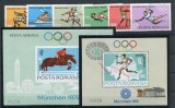 1972 , Lp 787 , Lp 788 , Lp 789 , Preolimpiada Munchen , serie , colita dantelata si nedantelata , aceeasi serie - MNH