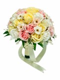 Buchet mare personalizabil cu trandafiri, flori de cires si floarea miresei (Alb, Multicolor), Eventissimi&reg;