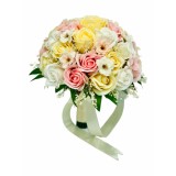 Buchet mare personalizabil cu trandafiri, flori de cires si floarea miresei (Alb, Multicolor)