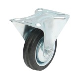 Roata fixa industriala 75 mm cu placa din otel si cauciuc plin, 35 kg