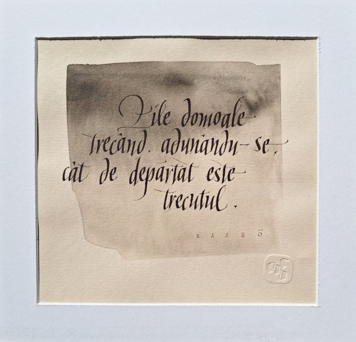 Bogdan Tanase Marinescu - Compozitie caligrafica - Haiku Matsuo Basho, 2024